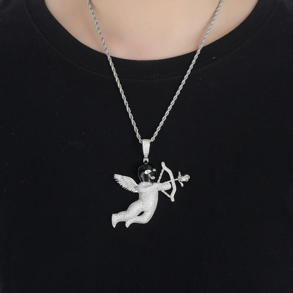 Luxury Moissanite Cupid Arrow Iced Out Bling Hip Hop Unisex Trendy Pendant Necklace Pass the diamond tester