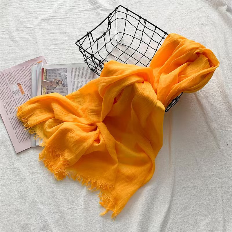 T1052 cotton and linen scarf female 2025 spring new Korean version sweet sunscreen beach towel solid color large shawl