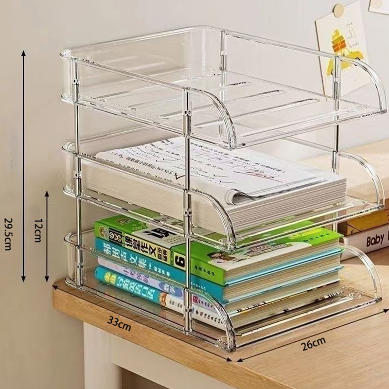 practical threelayer transparent shelf to improve desktop space utilization