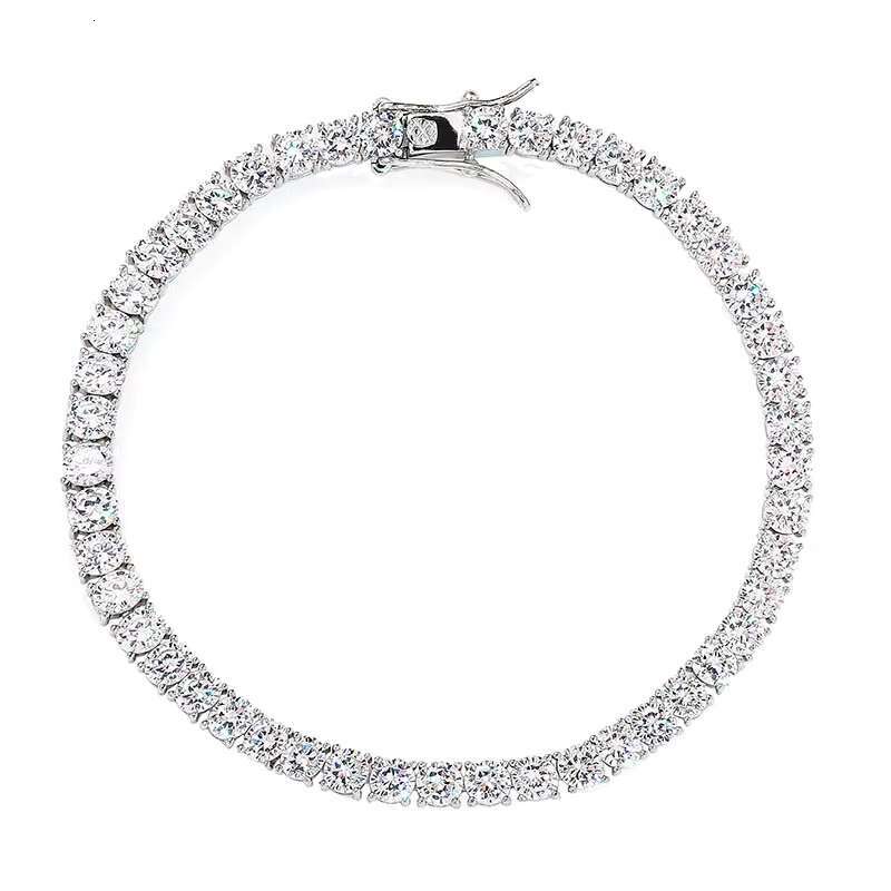 Hot Sale Sterling Women Men Bling 3mm Iced Out CZ Diamond Tennis Bracelet in Silver Jewelry