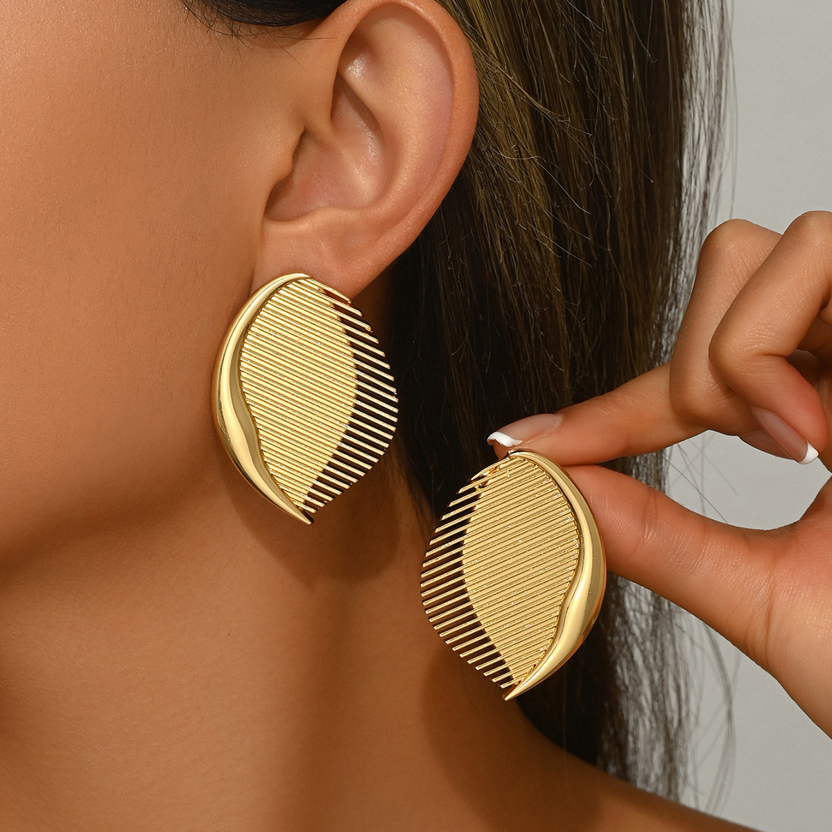 Light Style Earrings For Women, Unique Irregular Studs, Round Piece Design Drop Earrings, Ear Jewelry