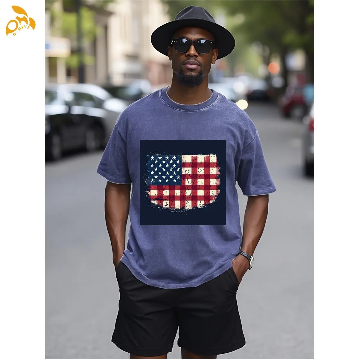 free shipping of customized Wear-resistant American General Motors heavyweight T-shirt 230GSM front DTF with exquisite patterns from US