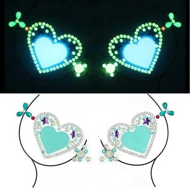 New Luminous Breast Petal Chromophous Acrylic Chest Paste Breathable Nipple Covers Bra Breast Pasties Adhesive Stickers W250624