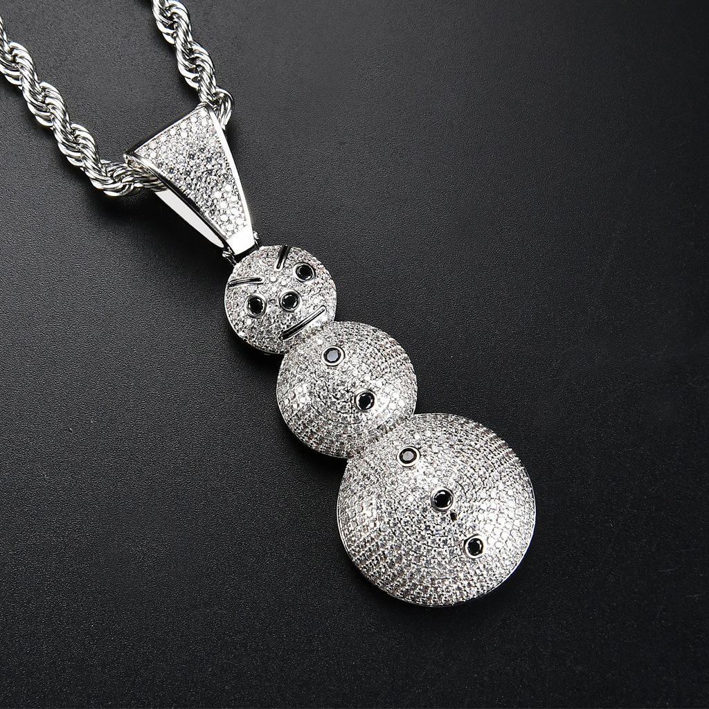 Moissanite Hip Hop Pendant Snowman Iced Out Creative Bling Trendy Versatile Jewelry Pass the diamond tester
