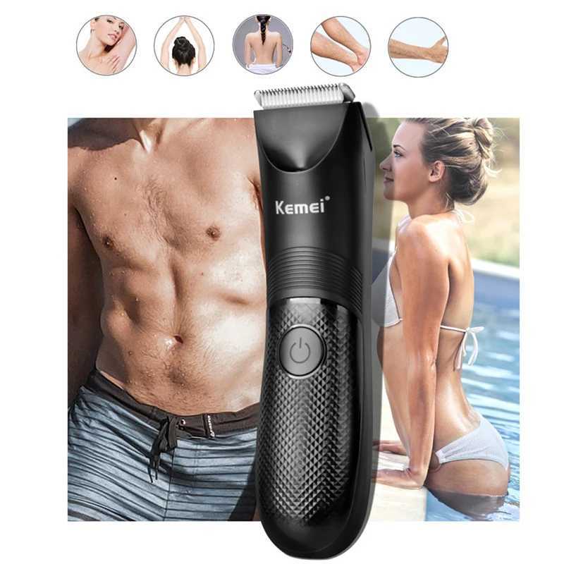 Kemei KM-1838 Groin Area Hair Trimmer Lawn Mower Ceramic Blade Waterproof Wet Dry Clippers Pubic Armpit Body Hair Hygiene Razor XJ250624