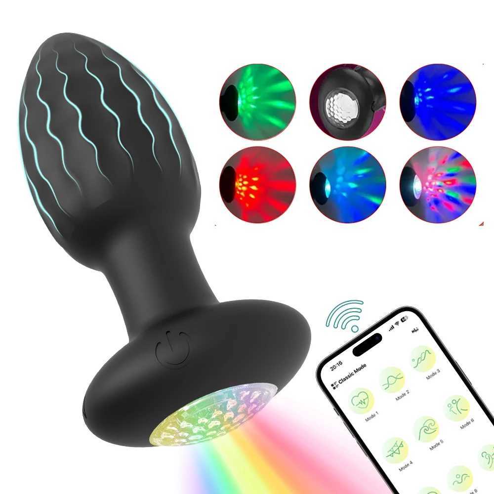 APP Control Anal Plug Vibrator with LED Light Blue-tooth Butt Plug Vibrator Prostate Massager Sex Toys for Women Men Adults W250624