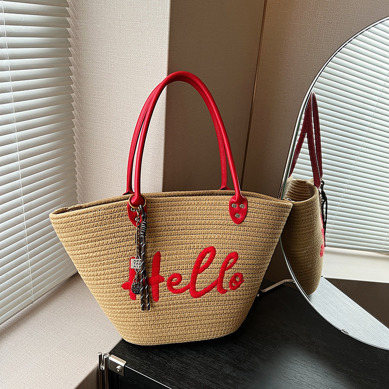 Free Shipping Straw Knitted Purses and Handbags Women Shoulder Bags Straw Woven Side Bag for Ladies Woman Handbag Beach Bag5