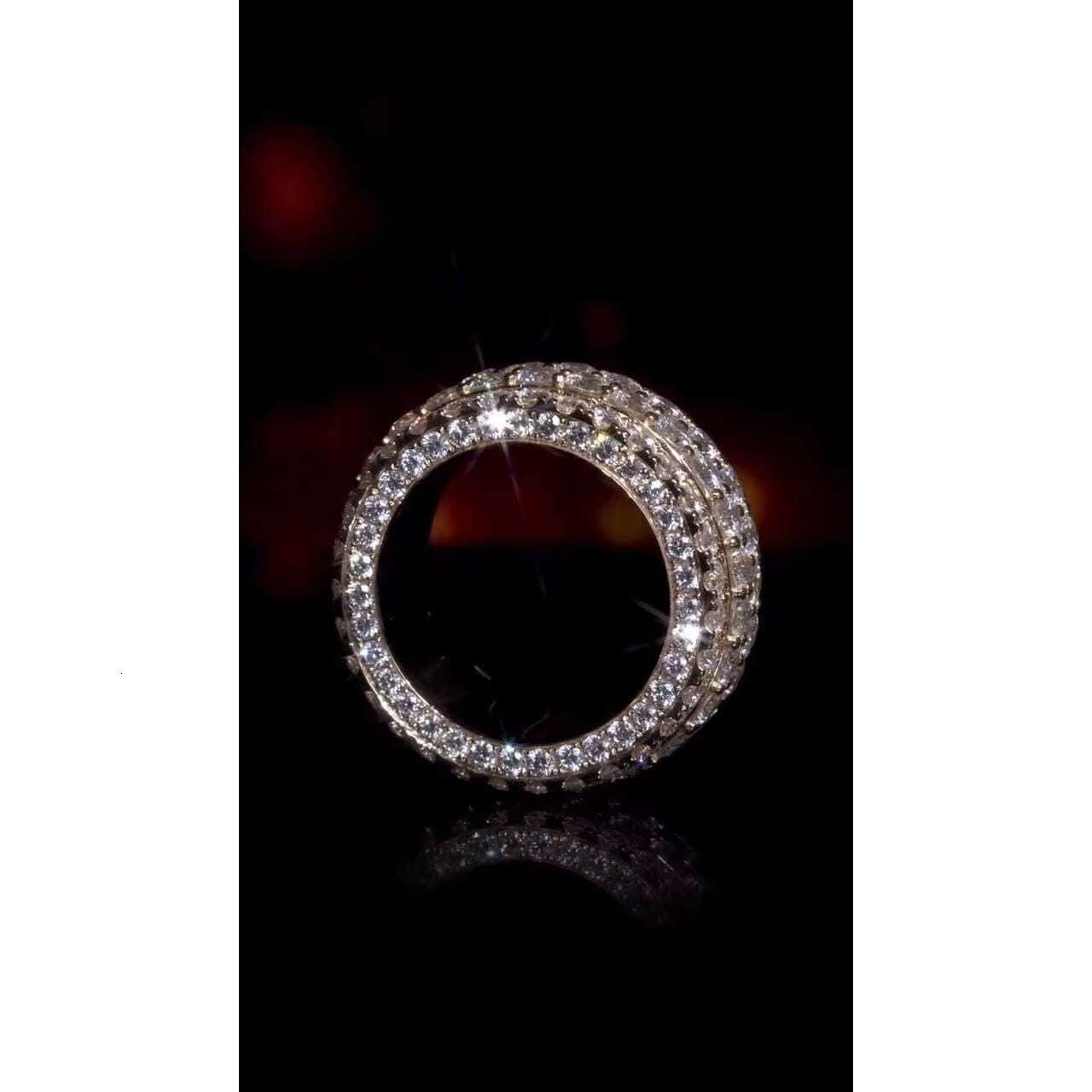 Mens Iced Out Hip Hop Band Ring VVS Moissanite Big Pointers Rhodium Plated 925 Sterling Silver Passes Diamond Tester