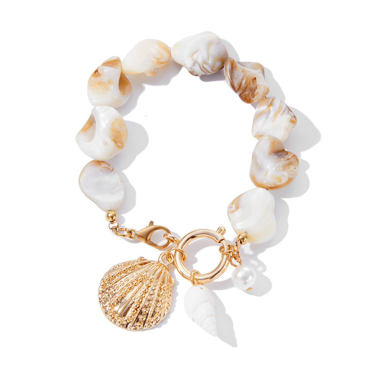 Ins Ocean Style Unique Shell Flower Necklace for Women Vacation Simple Conch Scallop Pendant Jewelry