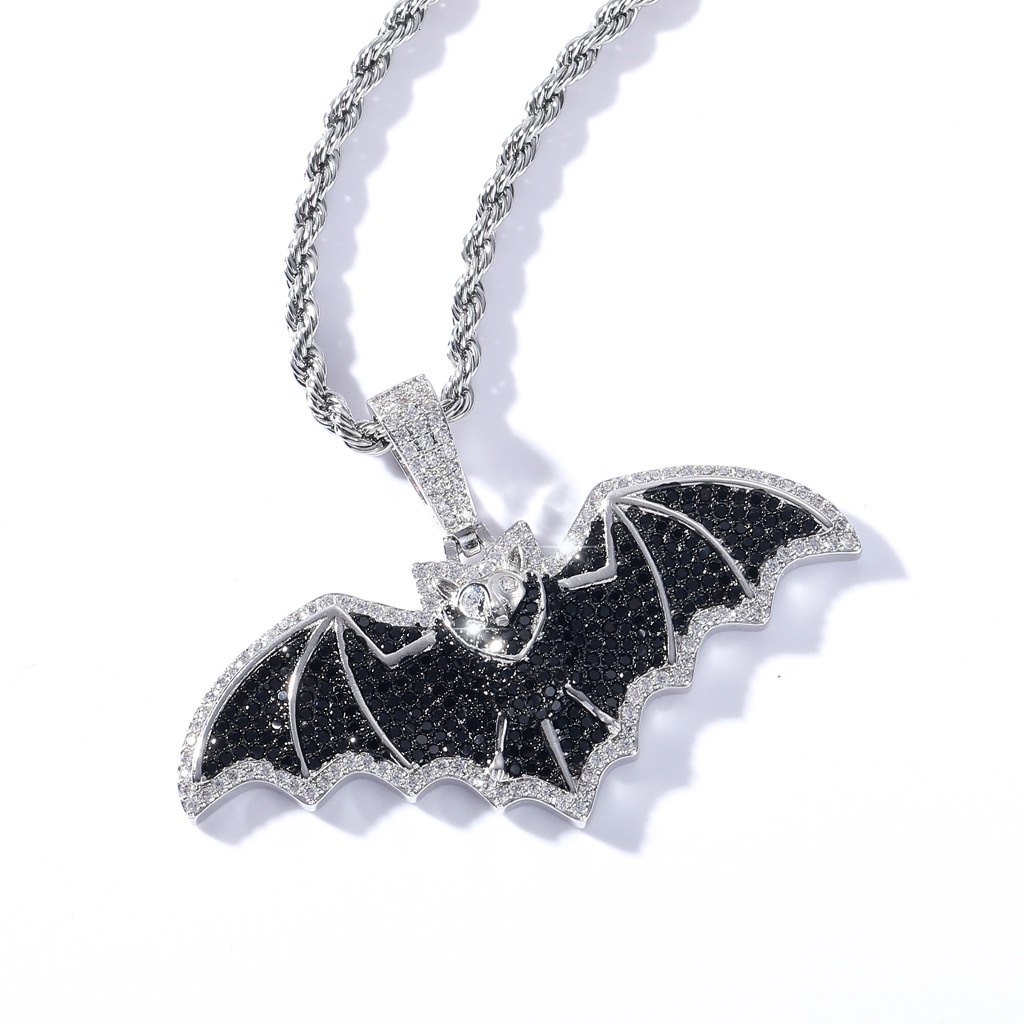 New Black Bat Pendant Iced Out Diamond Hip Hop Moissanite Unisex Streetwear Accessory Pass the diamond tester