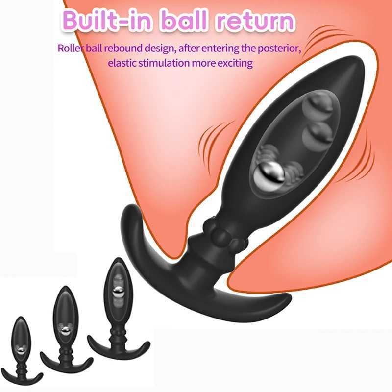 Silicone Metal Rolling Bead Anal Plug Wearable Butt Plug Stimulation Anus Masturbator G-Spot Massage BDSM Sex Toys for Men Women W250624