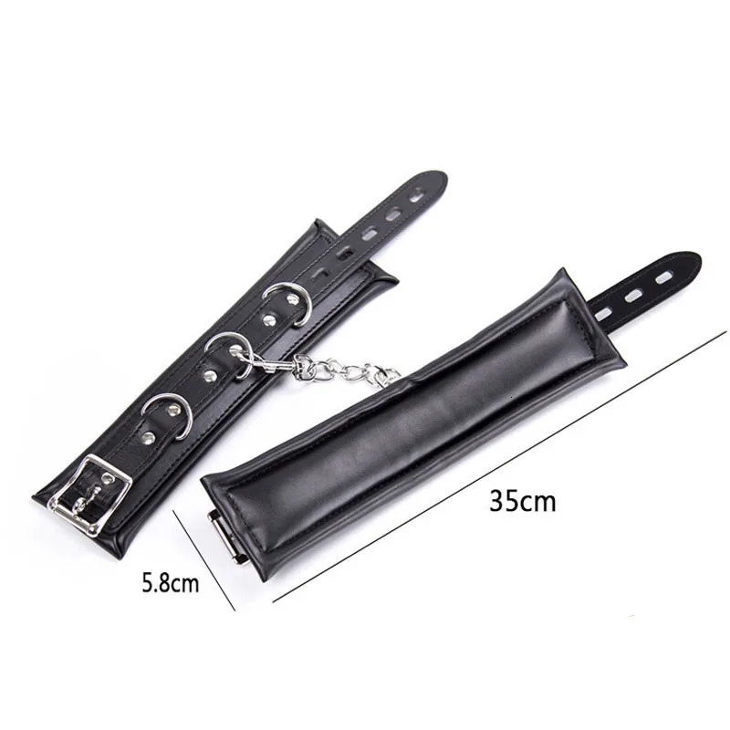Black Leather Sponge Handcuffs For Sex Ankle Cuffs Bondage With Chain Lock Restraints Sex Toys for Adult Games Bdsm Bondage Set 250624