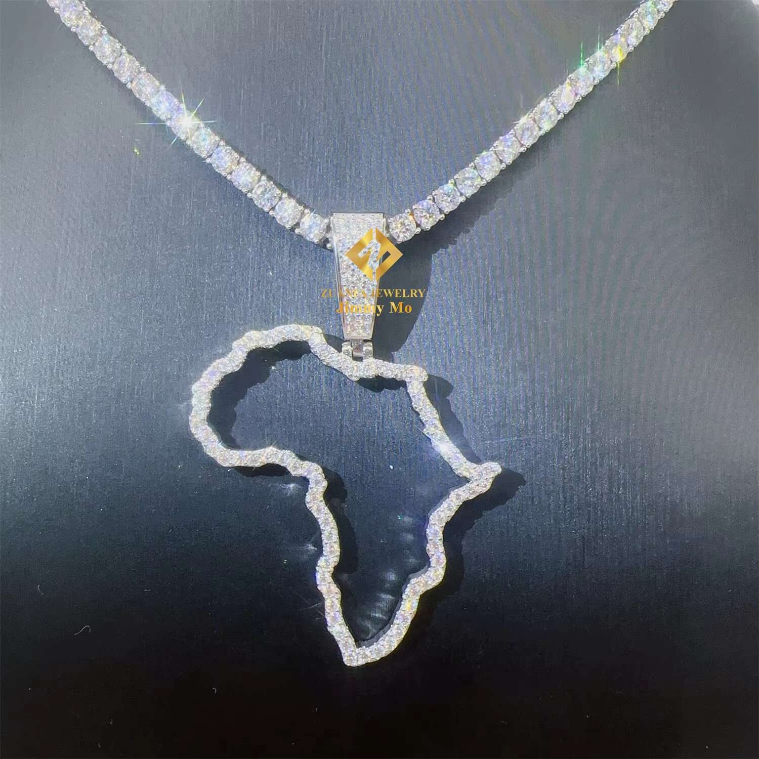 GRA Certificates Pass Diamond Tester Iced Out Fire Jewelry 925 Sterling Silver VVS1 Moissanite Africa Map Pendant
