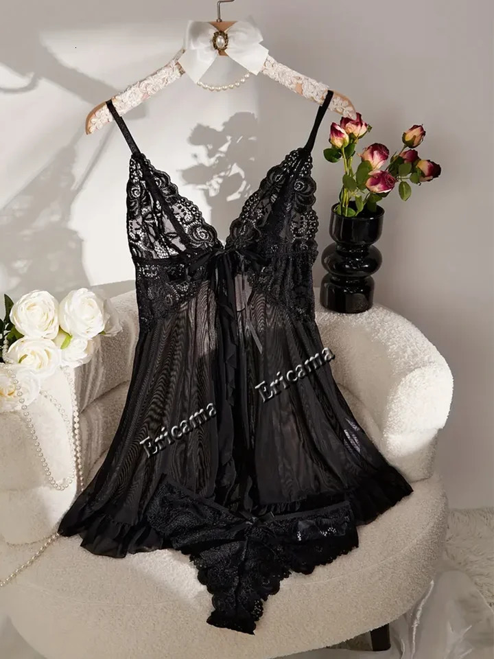 Womens Underwear Sexy Lingerie Set Erotic Bra Nightdress Sexy Lace Sleepwear Solid Slim Soft Dresses Erotic Sleepwear Dresses 250624