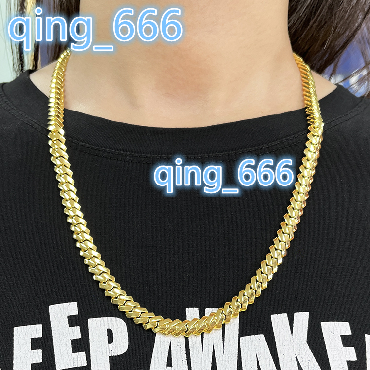 15mm Wide Pure Silver 925 Miami Link Plated 14K 18K Yellow Real Gold Cuban Link Chain with Free Lettering