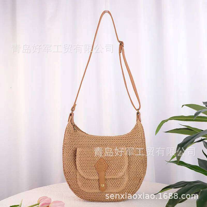 Simple And Fashionable Straw Bag, Single Shoulder Paper Rope, Forest Woven Beach Ladies' Crossbody Casual Bag