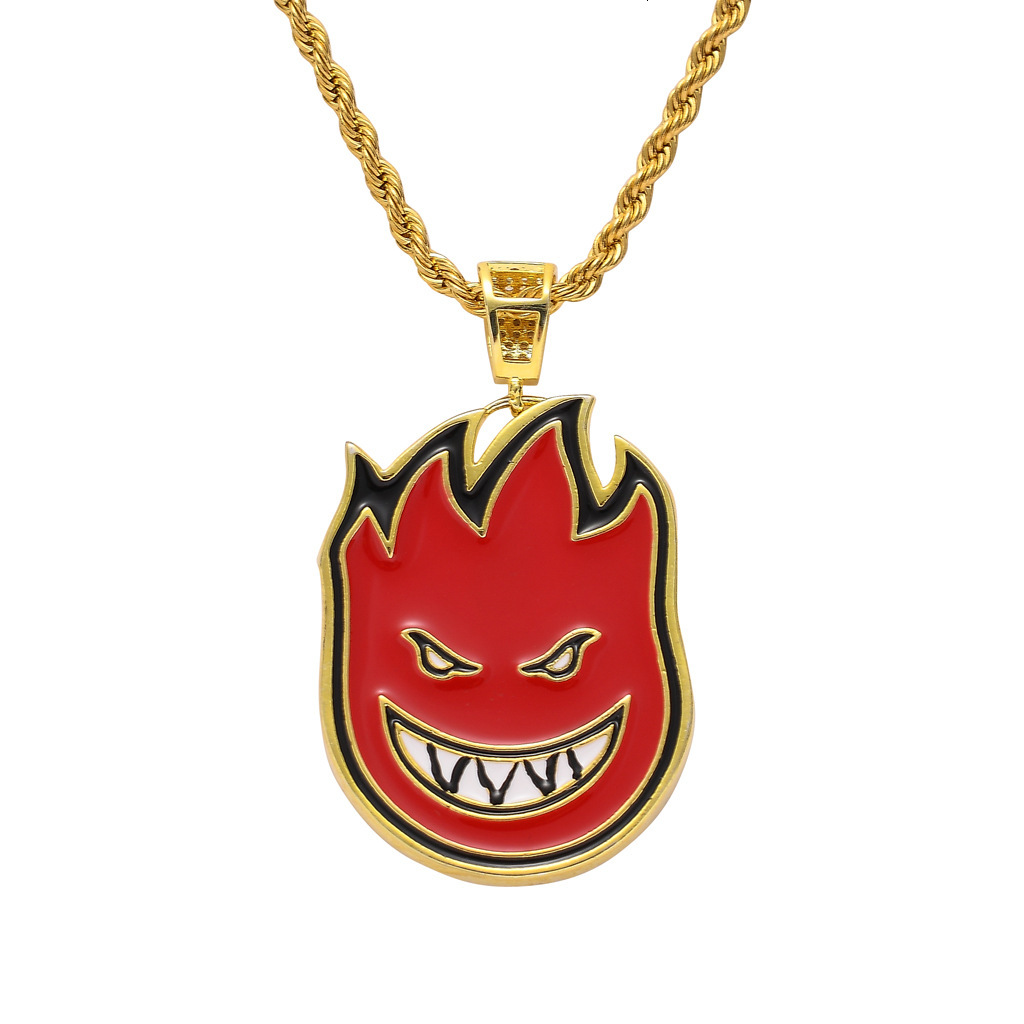 Luxury Moissanite Jewelry Hip Hop Accessory Cartoon Double sided Little Fire Man Iced Out Pendant Necklace Personalized Jewelry Pass the diamond teste