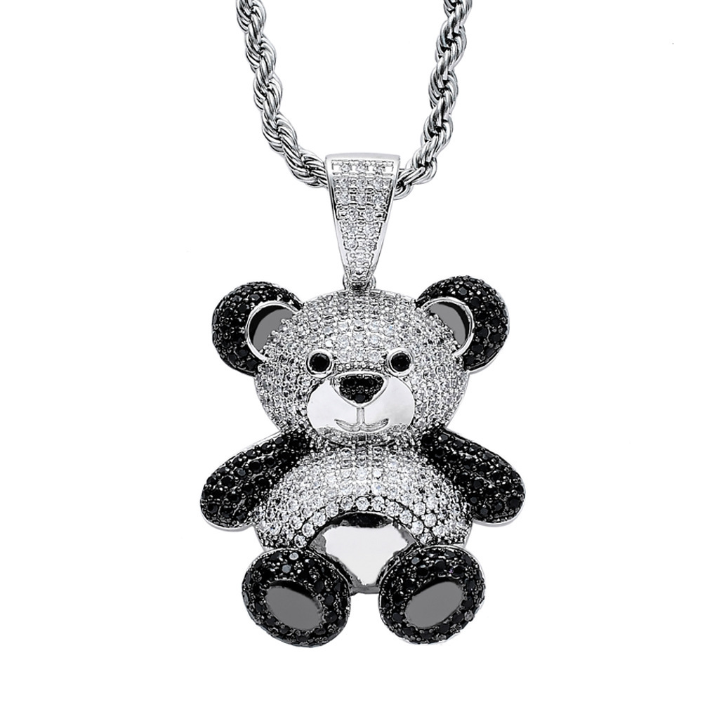 Luxury Moissanite Bear Panda Animal Iced Out Bling Streetwear Hip Hop Necklace Unisex Jewelry Pass the diamond tester
