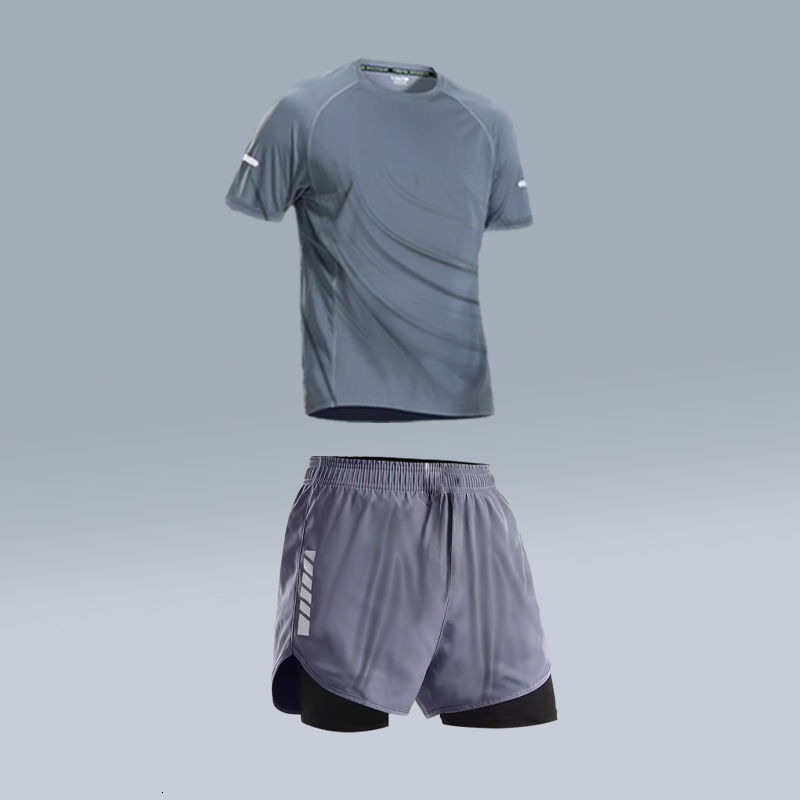 Men's Sports Suit Gym Running Gear Vest Quick-Dry Tight Three-Piece Set Long Sleeve Cycling Jersey