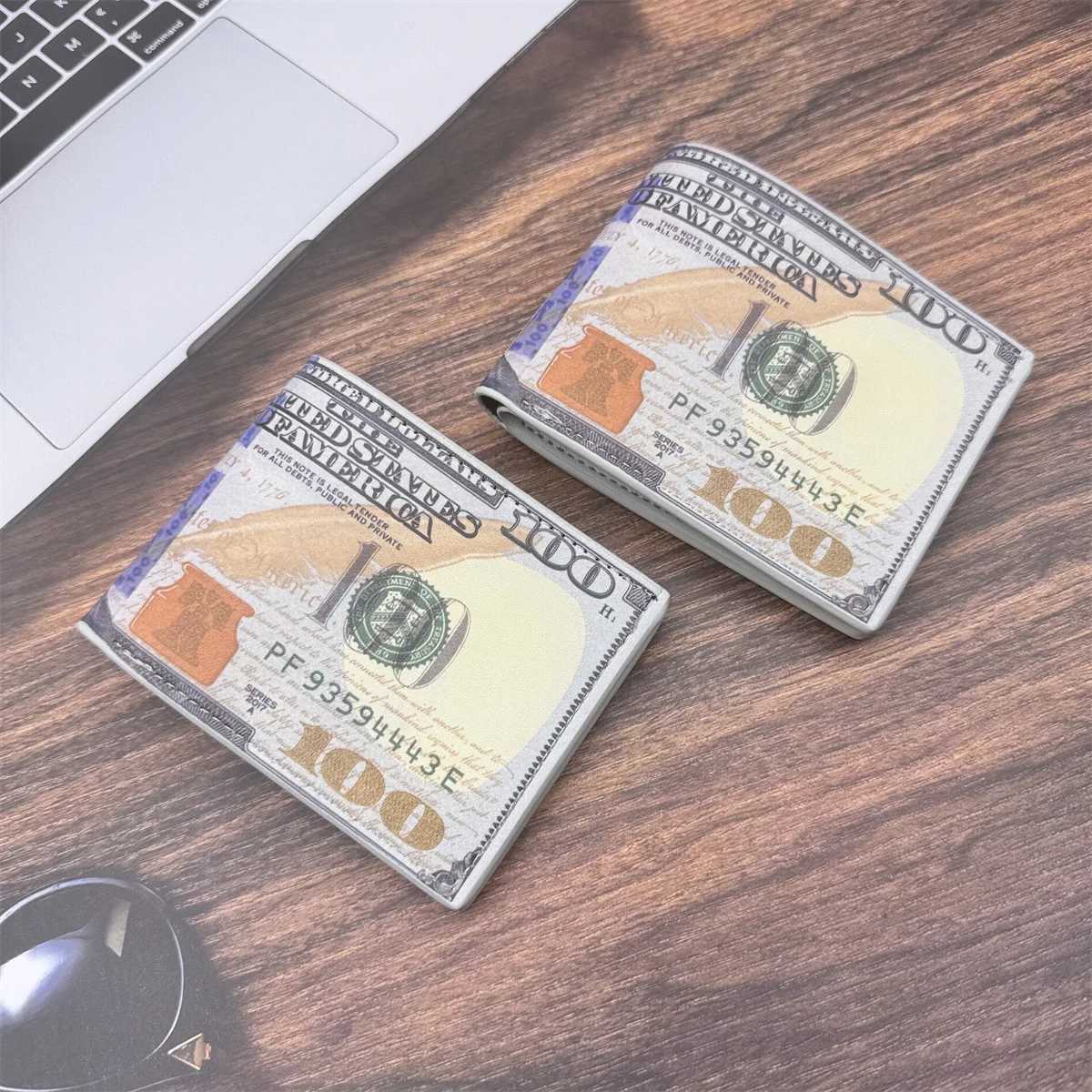Mens Wallets with 100 US Dollar Pattern Male Leather Wallet with Card Holder Coin Pocket Purse Mens WalletXJ250624