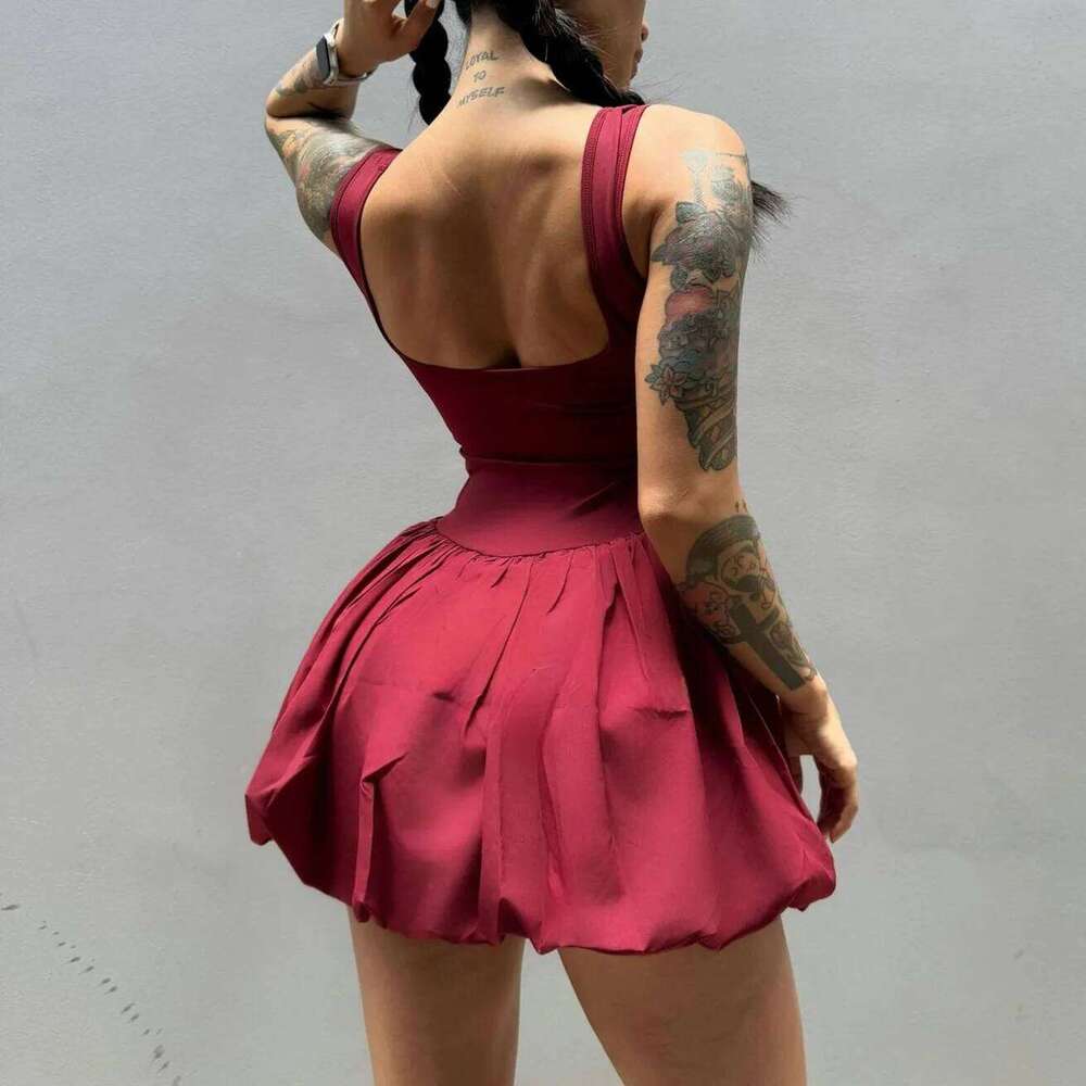 Pad Nake Glare Bud Anti Shorts Sports Dress Women Yoga Set Jumpsuit Outdoor Running Fiess Tennis Skirt Active Wear Clothes