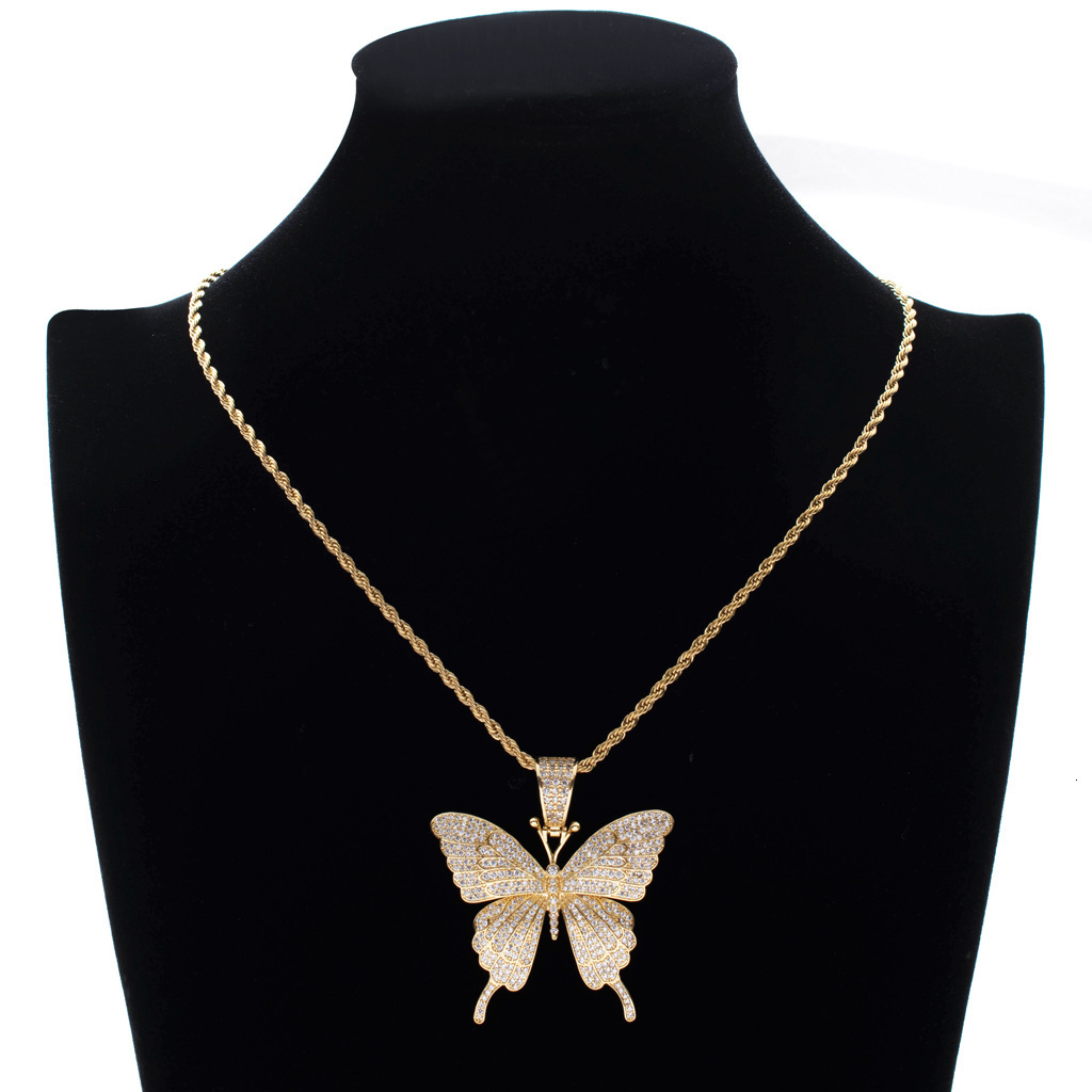 Luxury Hip Hop Jewelry Butterfly Pendant Iced Out Unique Trendsetter Top Grade Moissanite Necklace Pass the diamond tester