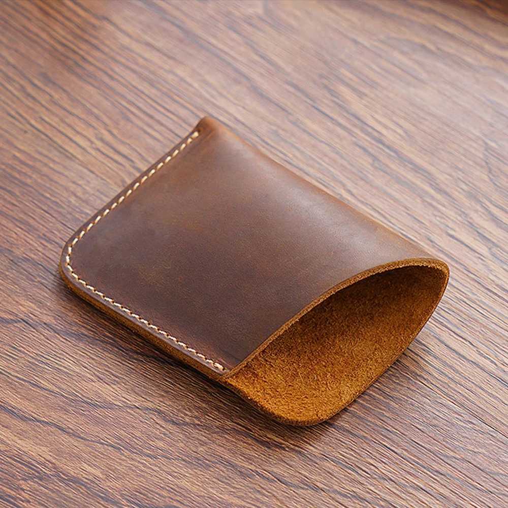Vintage Leather Card Holder Organizer Bill Storage Bag Cowhide Mens Wallet XJ250624