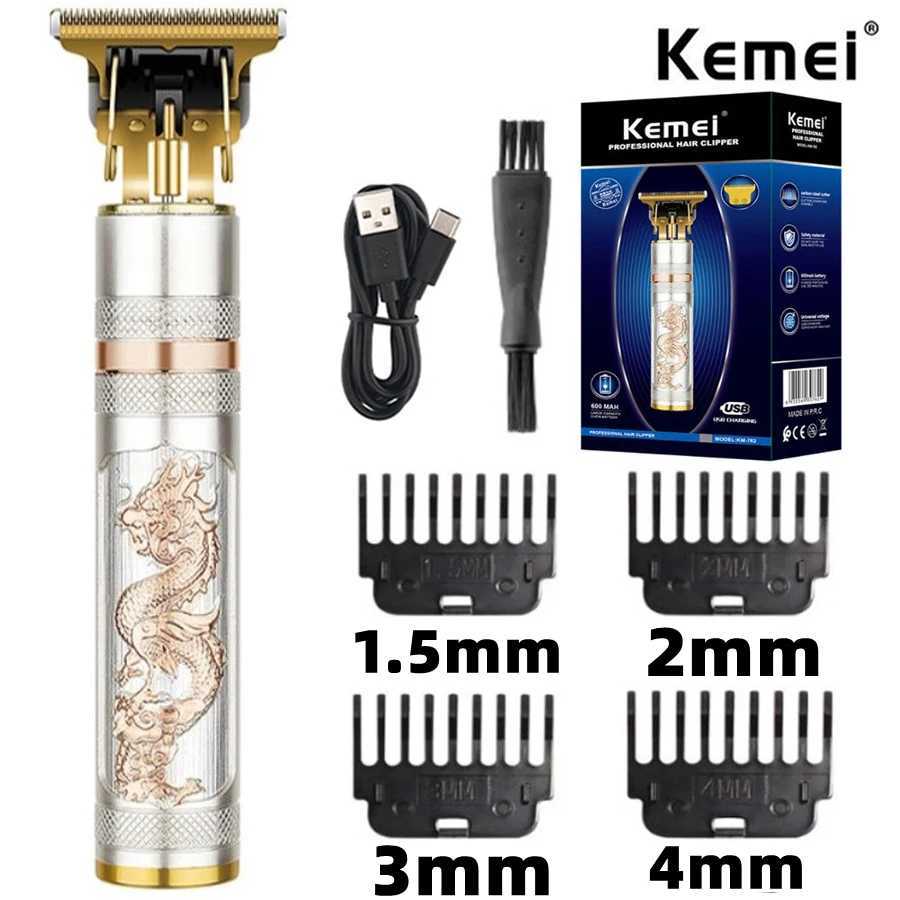 Kemei Vintage T9 0MM Electric Cordless Hair Cutting Machine Professional Hair Barber Trimmer Men Clipper Shaver Beard Lighter XJ250624