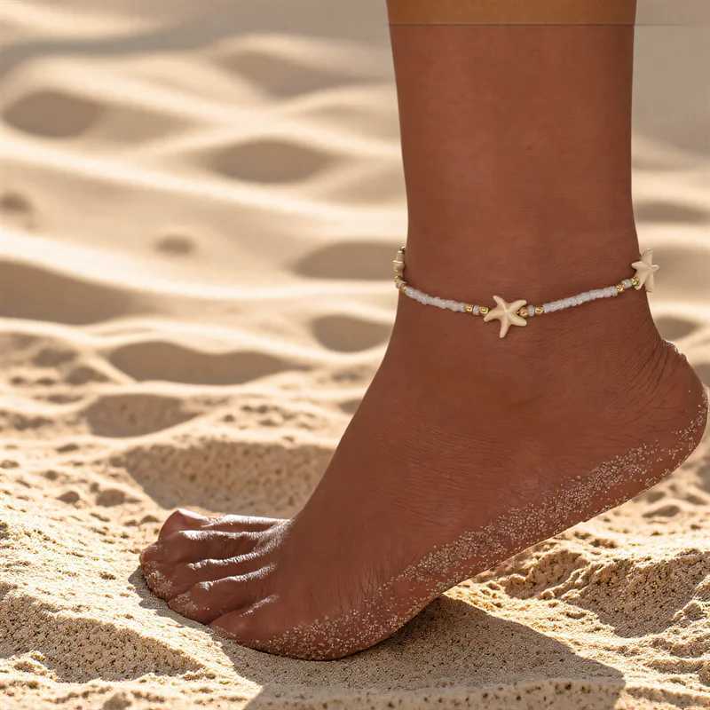 Cute Sea Star Anklet Trendy Beaded Weaving Starfish Anklets For Women Rope Chain Ankle Bracelet Beach Jewelry Summer Accessories U250624