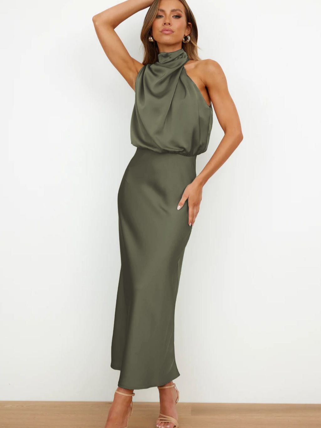2025 hot new free shipping designer dresses for womens casual dresses beige green red black rose red New high-end satin sleeveless dress