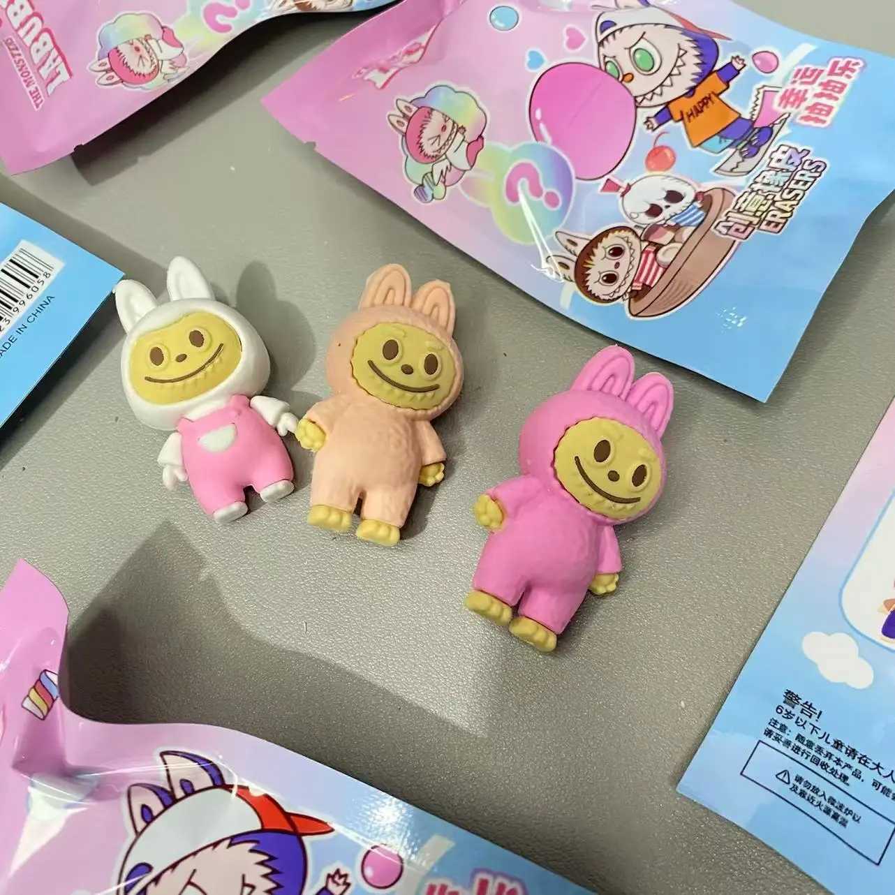 New Labu Eraser 32pcs Cartoon Super Cute 3D Surprise Blind Bag Cute Eraser School Student Supplies Prizes Holiday Gifts Kid Toy Y250624