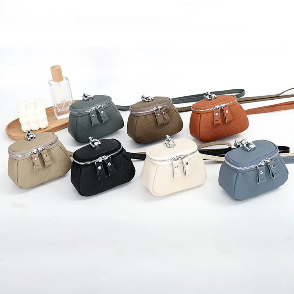 Compact Coin Purse Cowhide Genuine Leather Makeup Bag Hanging Neck Mini Handbag Women Men 250623