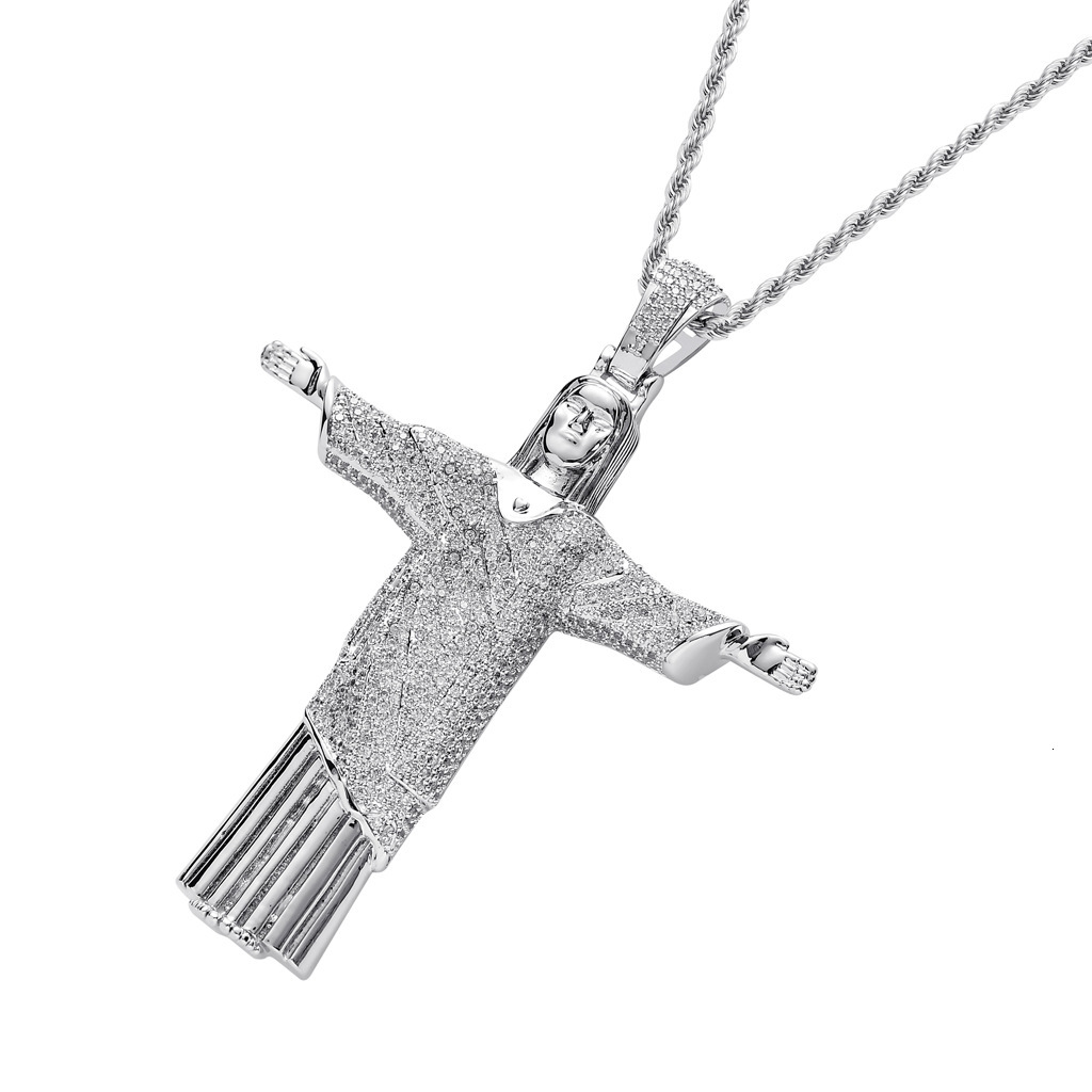 Luxury 18K Gold Moissanite Cross Pendant Diamond Studded Hip Hop Necklace silver fashion jewelry necklaces Pass the diamond tester