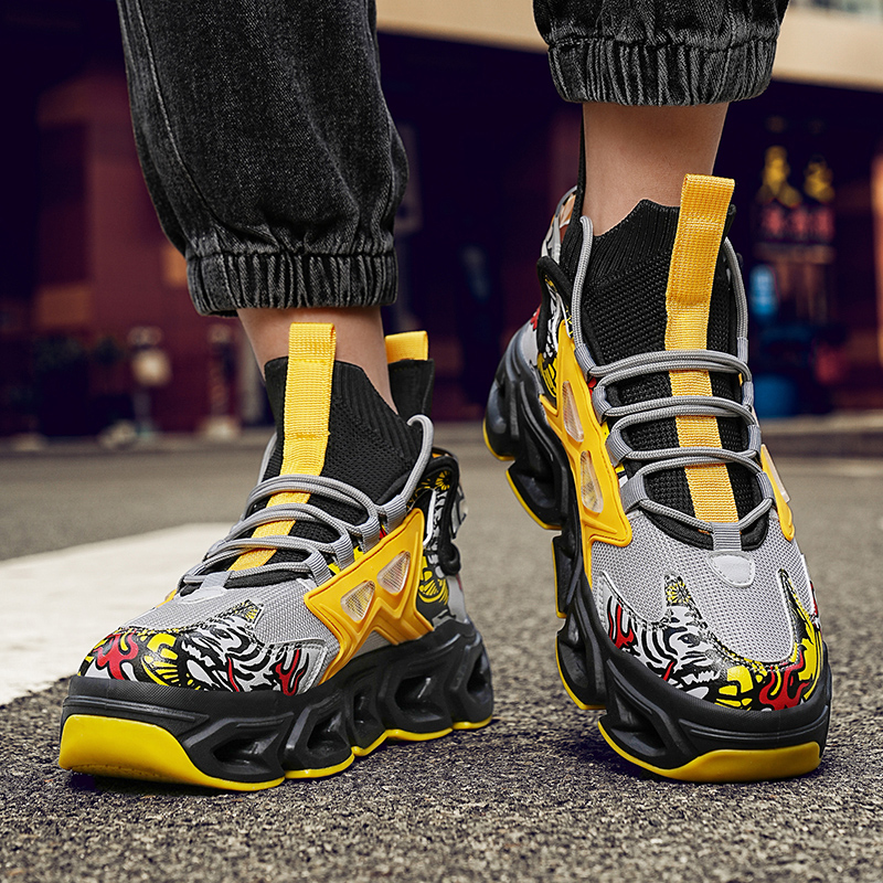 2427-Cross Border Plus Size 2025 Summer New Tank Sole Sports Men's Running Shoes Fly Woven Mesh Breathable Socks Mouth Tide Shoes