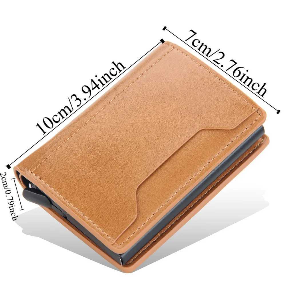 Business RFID Male Short Wallet PU Leather Simple Automatic Card Holder Solid Color Casual Aluminum Mens Wallet XJ250624