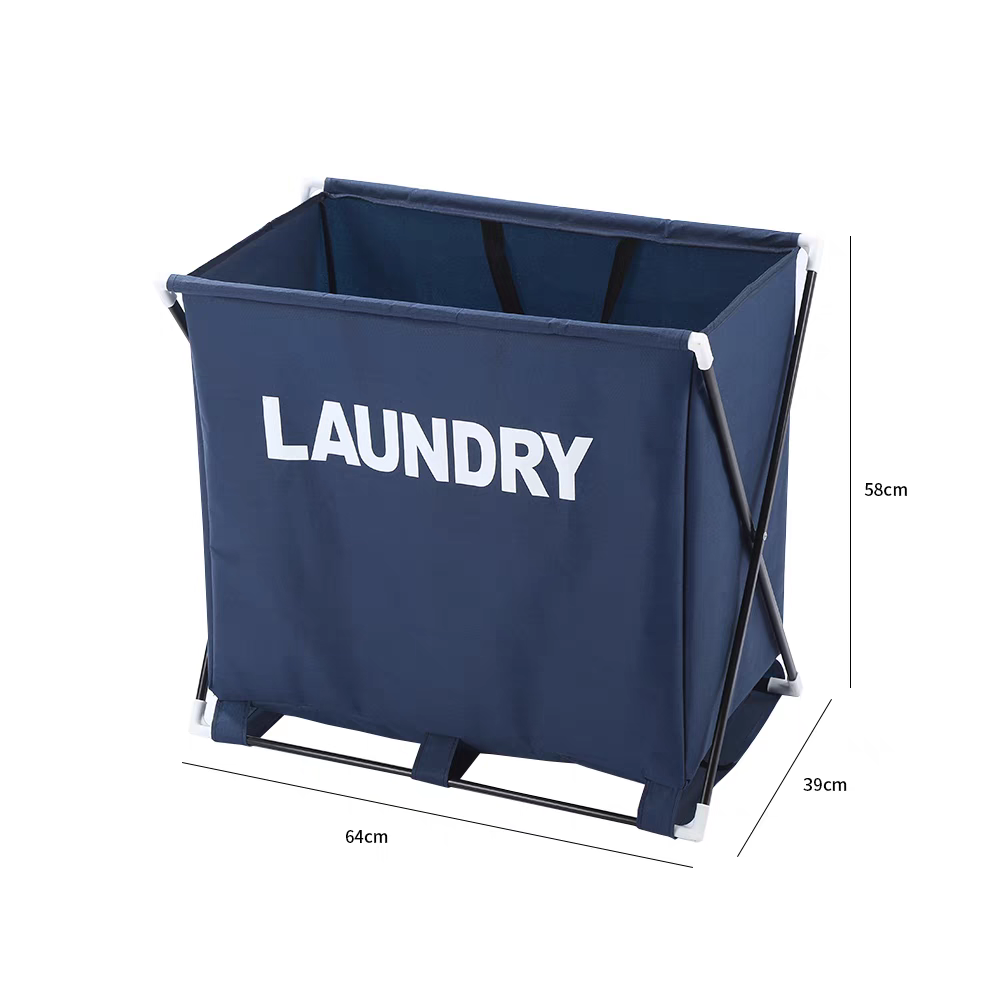 Large capacity three grid aluminum frame laundry basket foldable storage bag factory direct sales