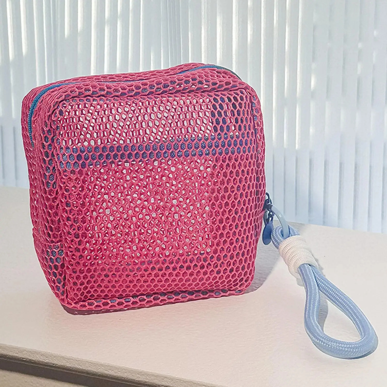Portable Mini Zipper Square Mesh Storage Bag Zipper Mesh Cosmetic Bag Small Handbags Mesh Coin Purse Travel Storage Carry Pouch R250624