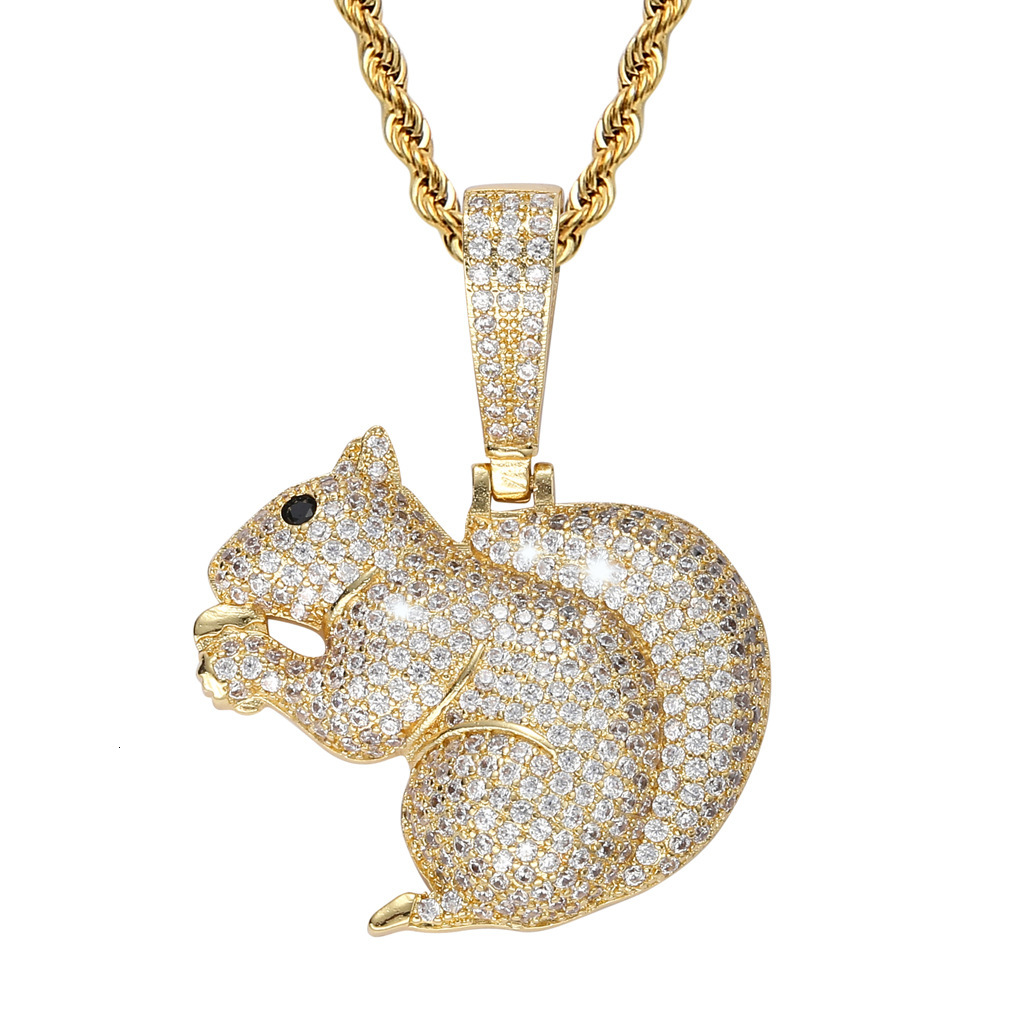 Luxury Moissanite Cute Squirrel Iced Out Bling Hip Hop Unisex Trendy Versatile Labubu Accessory Pass the diamond tester
