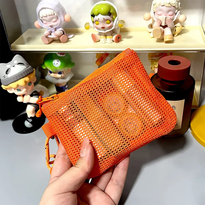 Travel Makeup Storage Bags New Mesh Coin Purse Simple Portable Mini Bag Multi-purpose Square Bag Double-layer Zipper Card Holder R250624