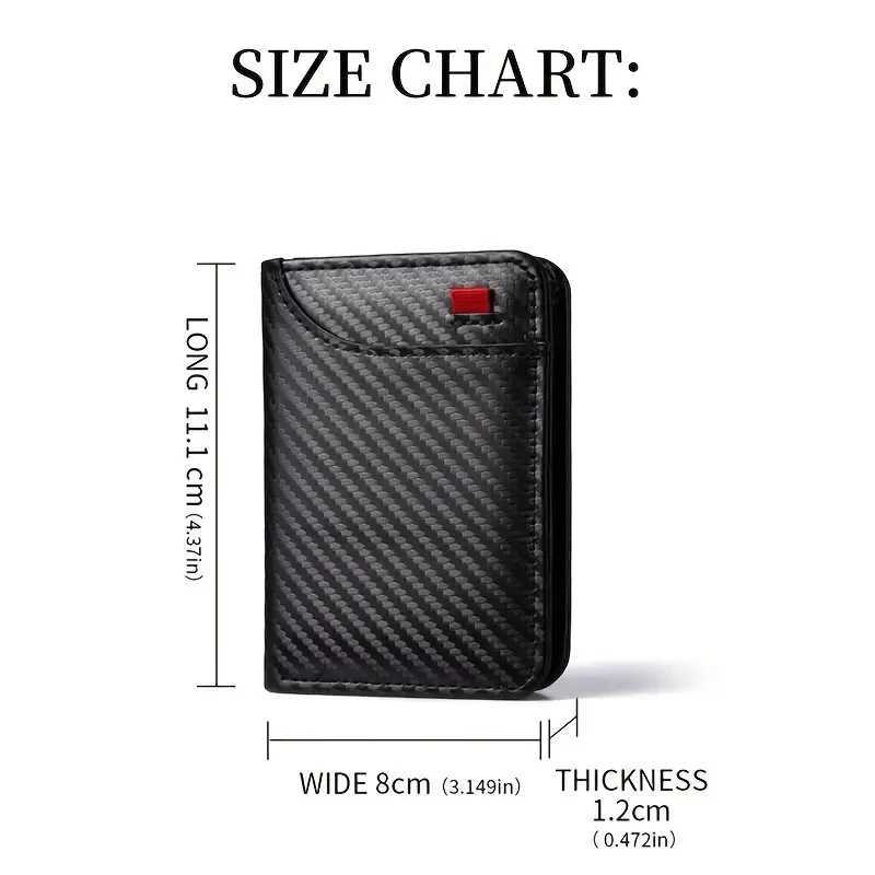 Ultra-Slim Carb Fiber Wallet - Modern Minimalist Design with ID Window Multiple Card Slots - Durable PU Material PolymerXJ250624