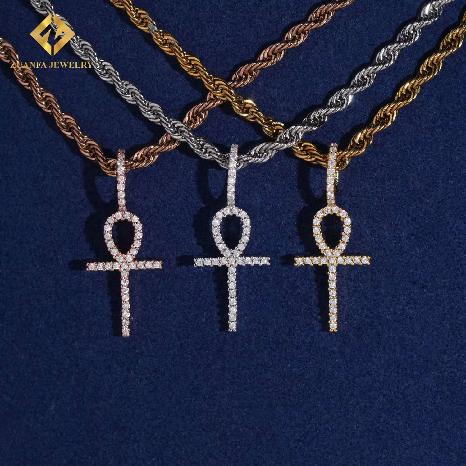 Hot Sale GRA Certificate Iced Out VVS Moissanite Full Diamond Cross Pendant for Womens for Men Pass Diamond Tester