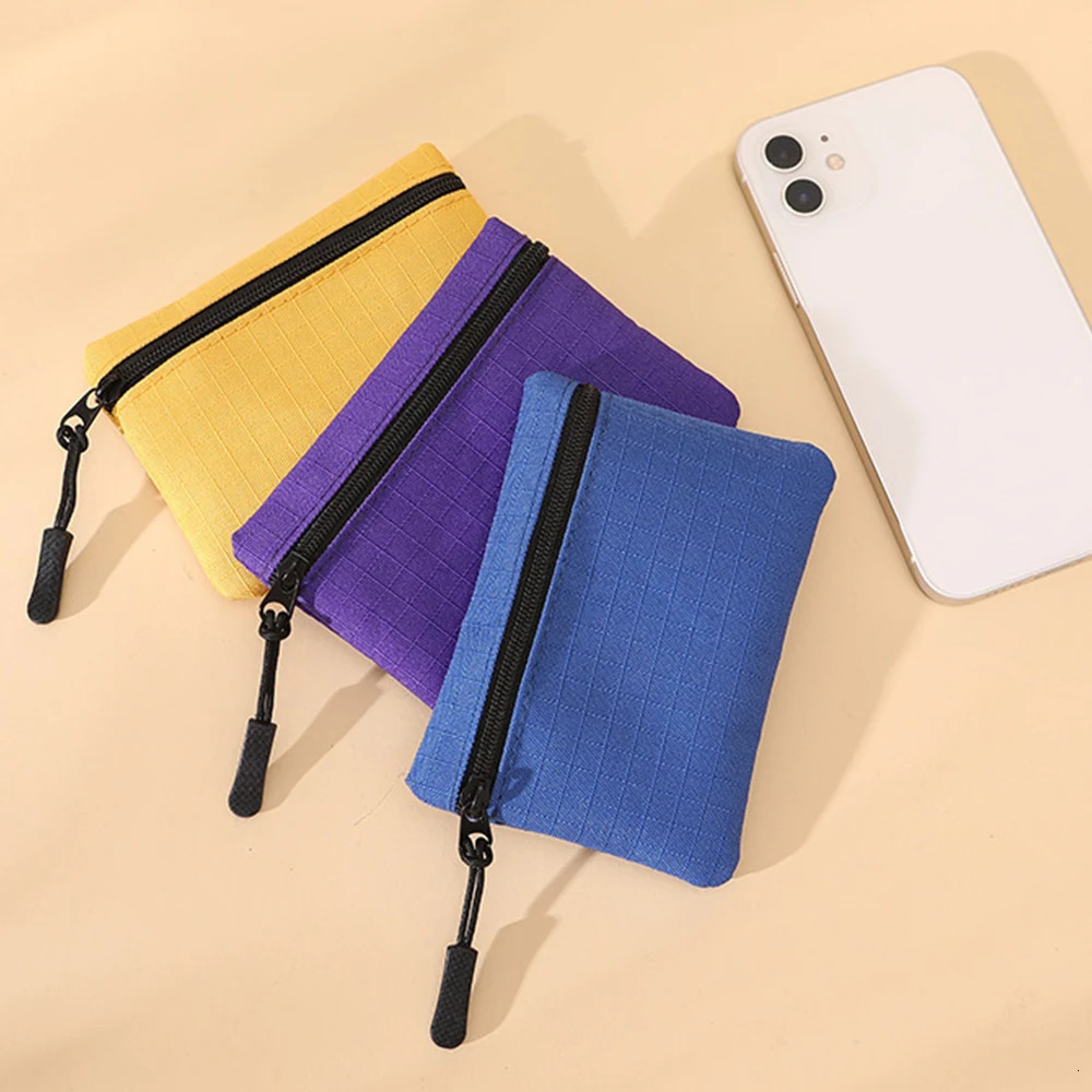 2024 New Short Wallet Pouch Bag Mini Purse Coin Bag Card Holder Zipper Waterproof PU Solid With Keyring Handbag Coin Purses R250624