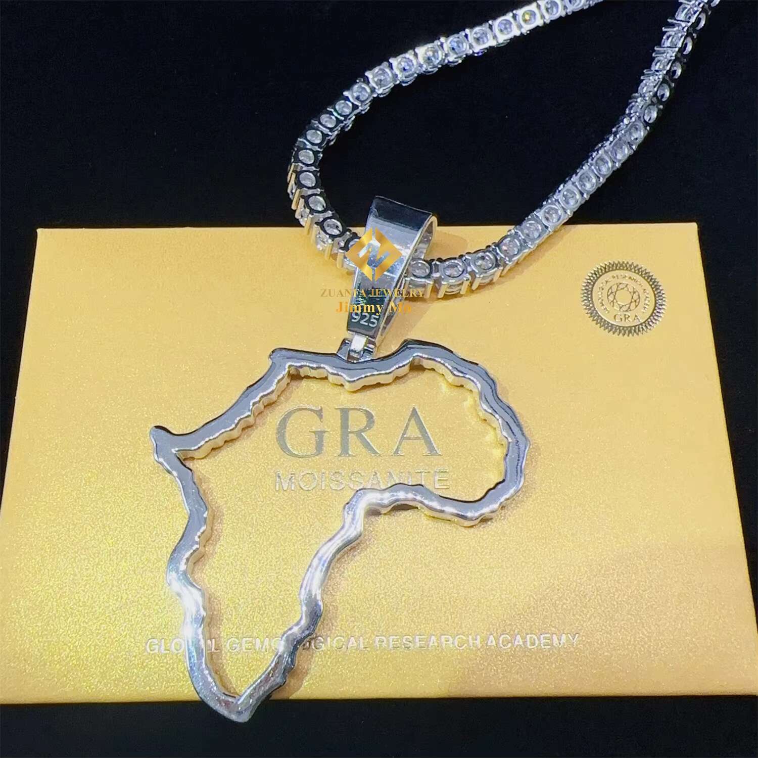 GRA Certificates Pass Diamond Tester Iced Out Fire Jewelry 925 Sterling Silver VVS1 Moissanite Africa Map Pendant