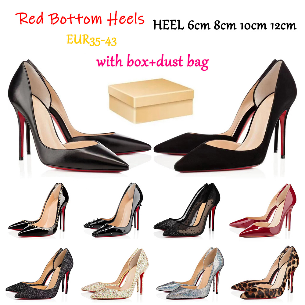 Classic Hot Designer Heel Women Red Bottom Heels Shiny 6cm 8cm 10cm 12cm Thin Heels Black Nude Patent Leather Red Bottomshoes Women Pumps 35-42