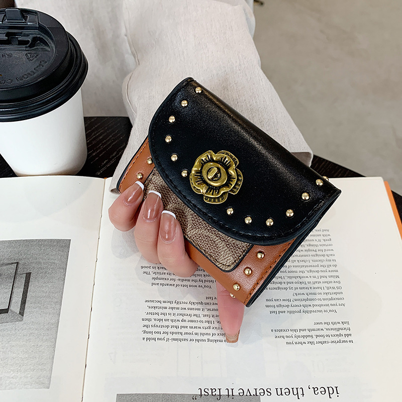 Designer Purses For Women Wallet Women Storage Travel Minimalist Vintage Canvas Faux Leather Wallet Mini Snap Magnetic Black Card Holder Cash Compartm