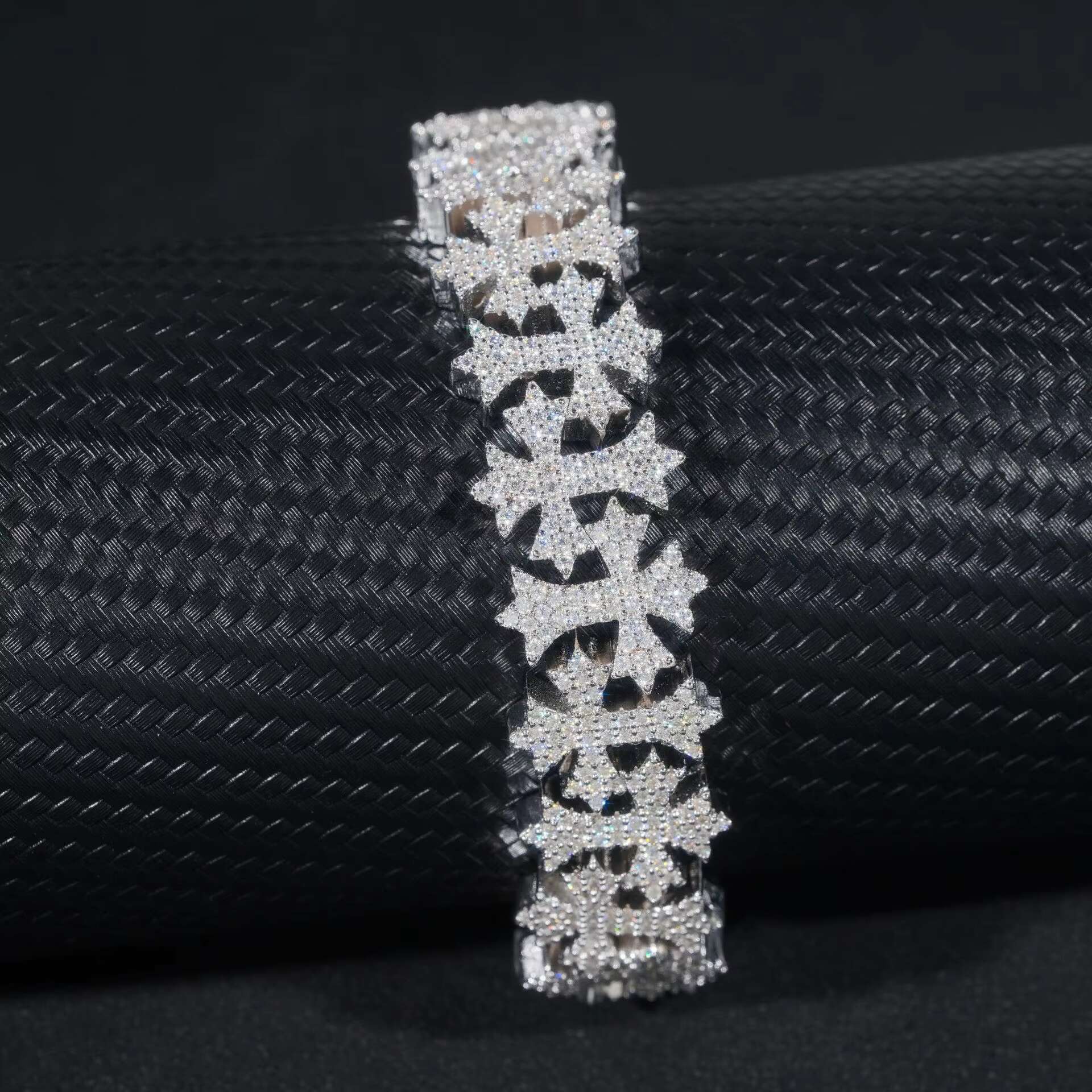 Cross Bracelet Moissanite 925 Silver 16mm Cuban Bracelet Hip Hop Iced Out Cuban Chain 18k Gold Plated Necklace Gift