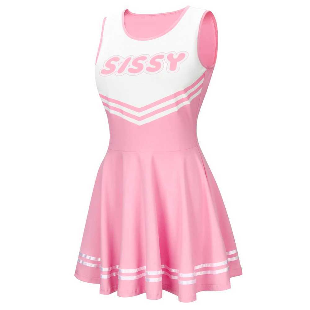 SISSY Cheerleader Uniform Sleeveless Overall Pink White Dress Cheerleading Outfits Party Costume for High School Girls Z250624