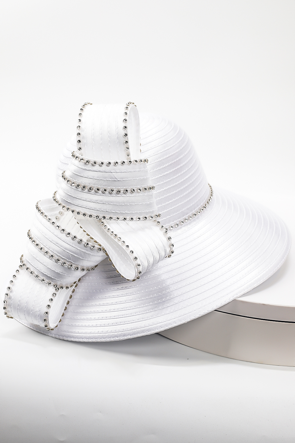 Elegant Green Church Hat for Women Wide Brim Tea Party Hat with Rhinestones, Perfect for Church, Weddings & Afternoon Tea Events