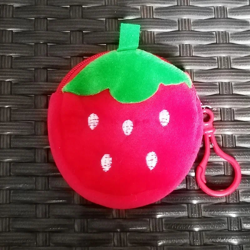 1Pc Cute Fruit Shape Plush Coin Purse Watermelon Pineapple Orange Strawberry Purse Bag Keychain Pocket Kids Coin Pouch Wallet R250624