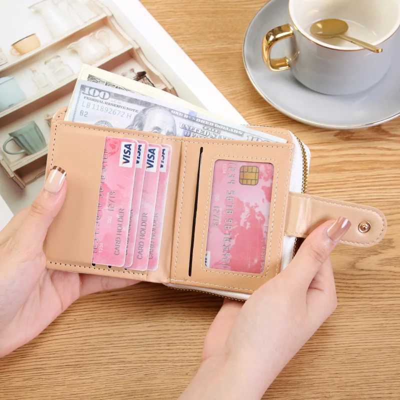 Japanese Cute Kitten Ladies Short Wallets Student Card Holder Bag with Zipper Coin Purse Pink Girls Mey Clip Bifold WalletXJ250624